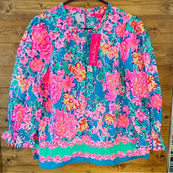 Lilly Pulitzer Tops - NEW LILLY PULITZER trista top in multi rose to the occasion engineered